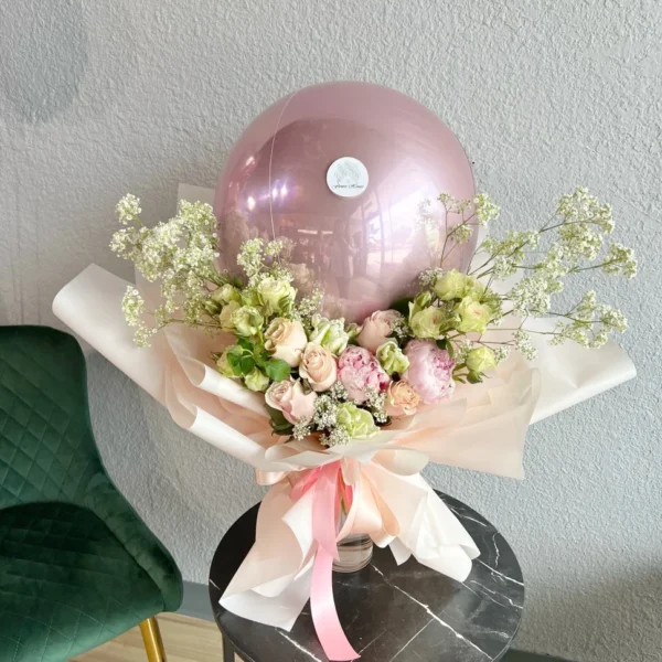 Flowers and Balloon in Pink